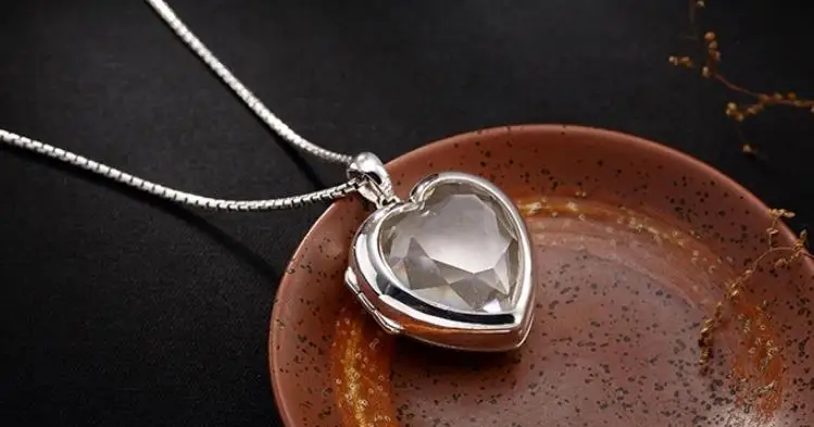 

Sterling S925 925 silver Pendant openable charm heart shape transparent trend
