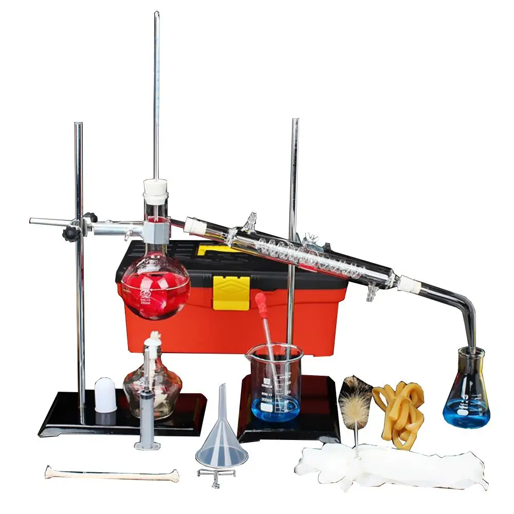 

New Lab Essential Oil Pure Water Distillation Apparatus 250ml Glassware Kits
