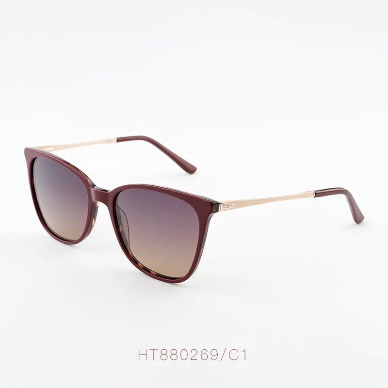 Ацетатные поляризованные Модные женские солнцезащитные очки, круглые солнцезащитные очки, роскошные брендовые дизайнерские очки для вождения, рыбалки, UV400# HT880269 - Цвет линз: C1