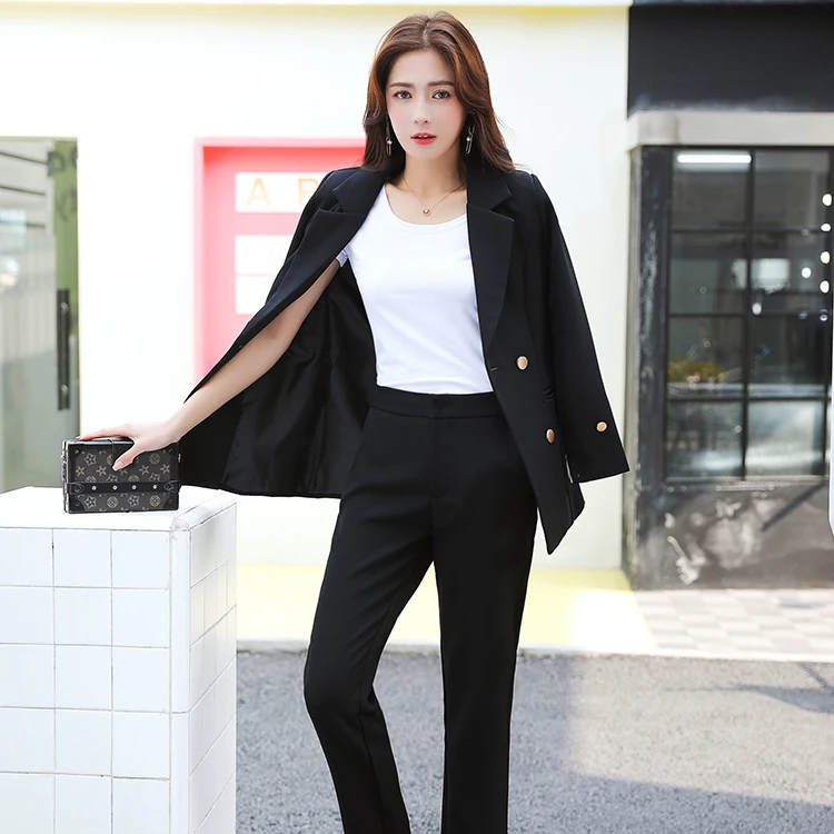 Set female 2018 autumn new temperament casual long-sleeved small suit jacket + casual pants elegant fashion loose two-piece