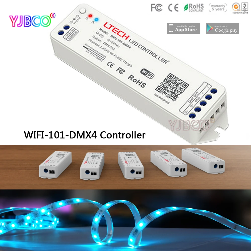 

2.4G led Wifi to DMX512 Controller Wifi-101-DMX4 DC12-24V input;DMX512 signal 512CH output for led strip