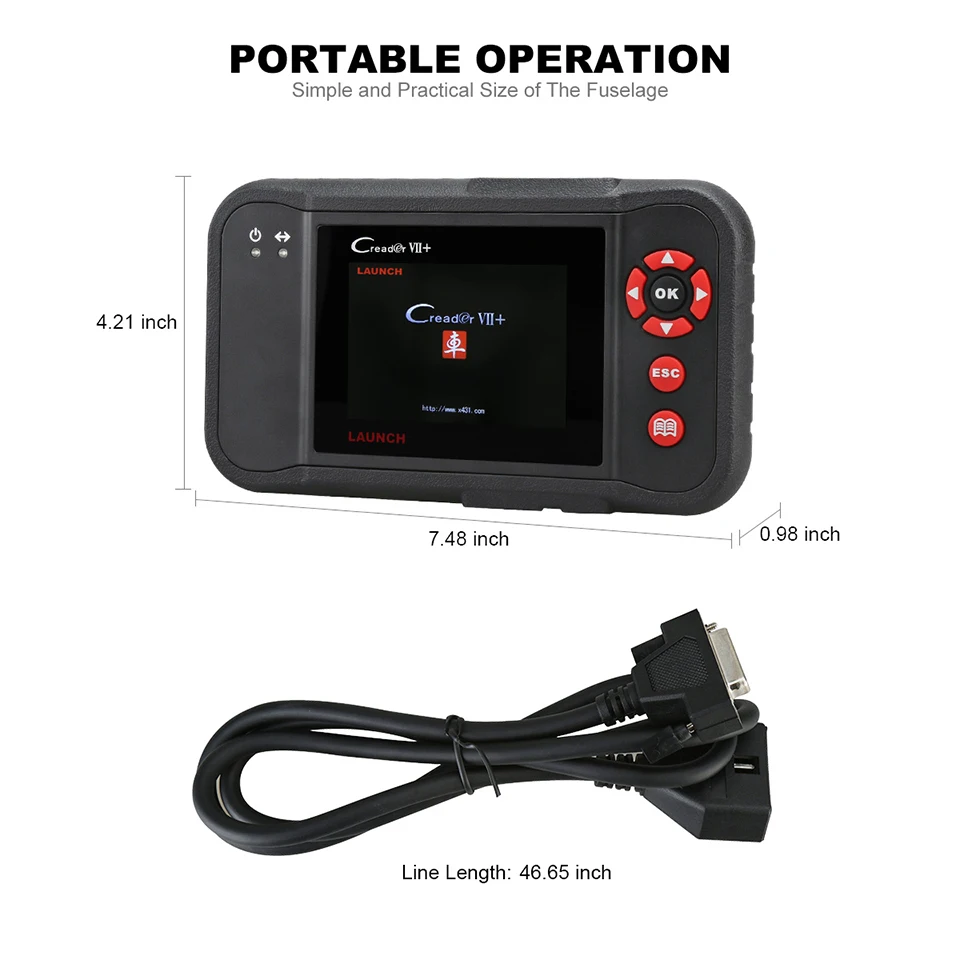 launch Creader VII Plus OBD2 автомобильный сканер двигателя на ABS подушка безопасности диагностический инструмент Автомобильный сканер Код считыватель PK CRP123