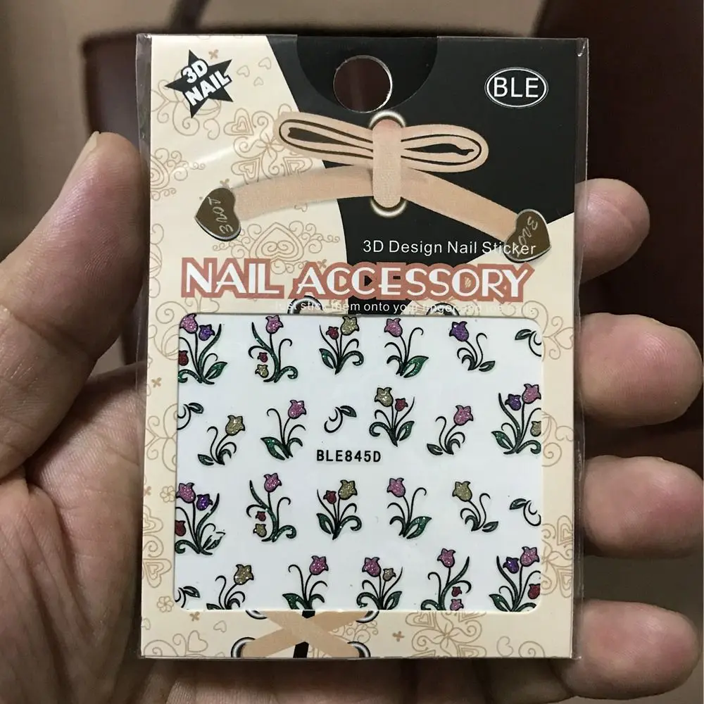 

3D Nails Art Sticker all decoration slider yellow red flower adhesive nail design decals manicure lacquer foil Lacquer Polishing
