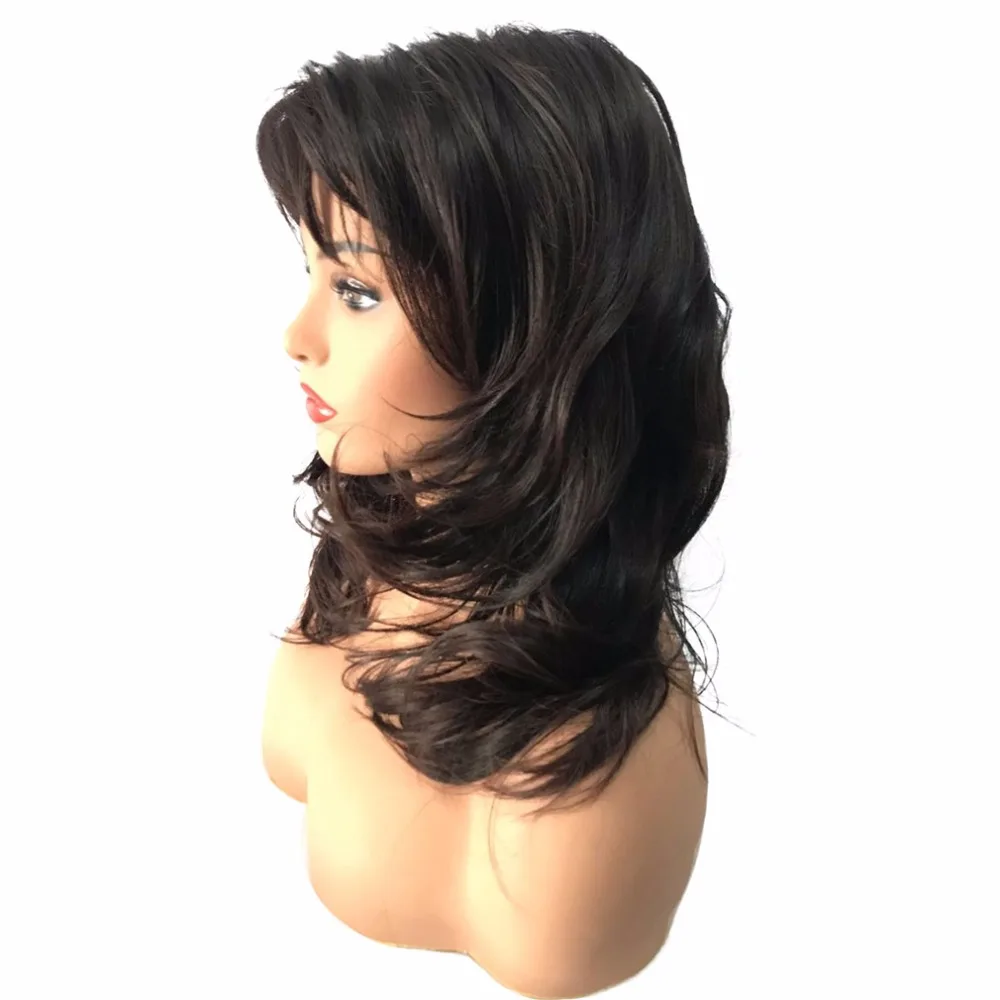 

StrongBeauty Women Synthetic Wig Medium Length Curly Black /Blonde Highlighted/Balayage Hair Natural Wigs