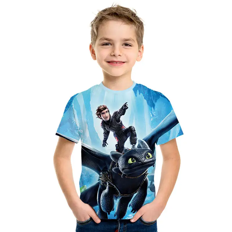 Футболка с 3d принтом «Как приручить дракона 3 скрытый мир», новая футболка с принтом из фильма для мальчиков и девочек, детская футболка Harajuku для родителей и детей