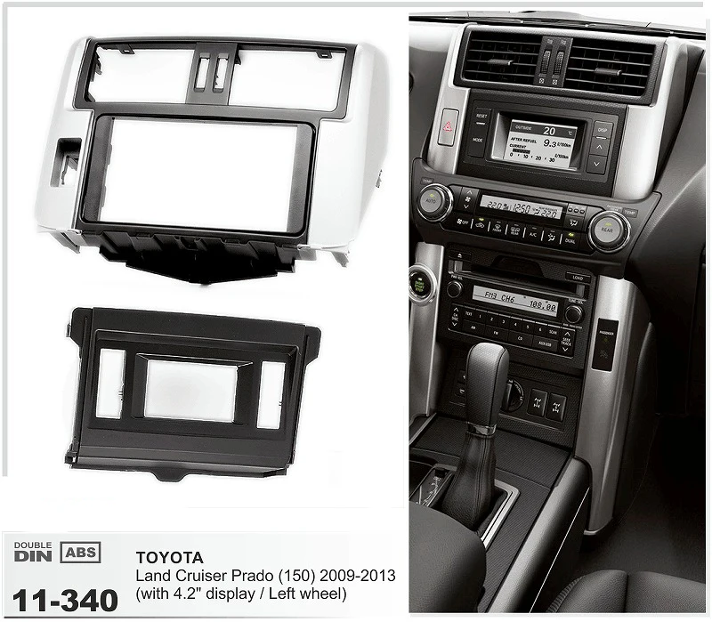 

11-340 Car Radio Fascia for TOYOTA Land Cruiser Prado (150)(with 4.2" display) Left wheel Facia Dash CD Trim Install Kit