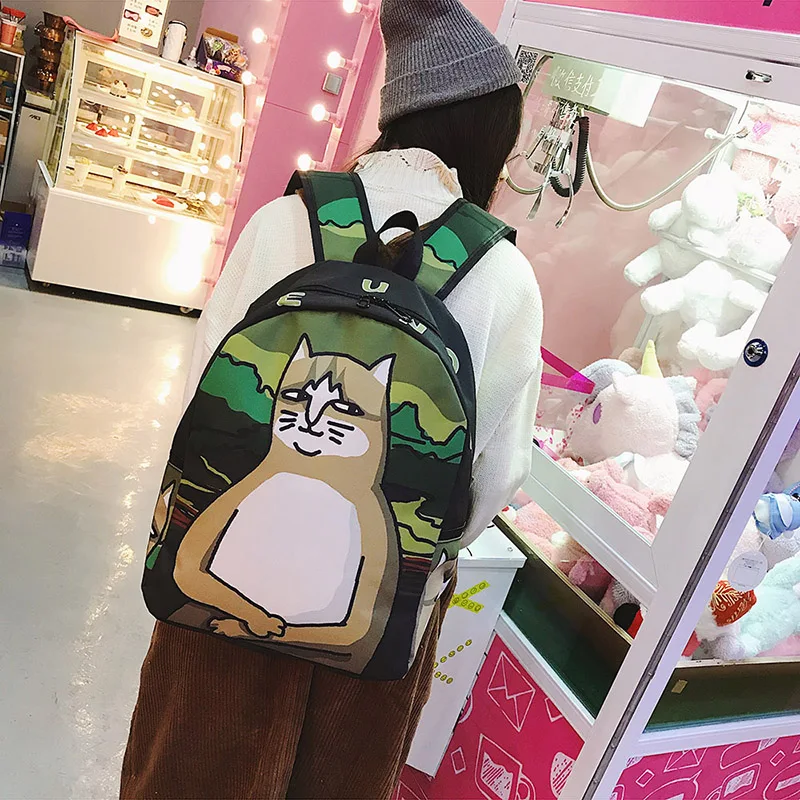 Menghuo, милый рюкзак с принтом кота, женский холщовый рюкзак, школьные сумки для подростков, Дамский Повседневный милый рюкзак, сумки для книг