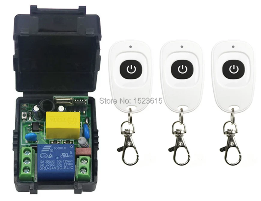 

latest AC220V 1CH Wireless Remote Control Switch System Receiver &3pcs one-button waterproof Remote 315mhz/433mhz