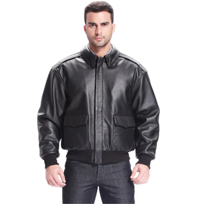 Leather coat USAF A2 Leather Pilot Jacket Brown Wool