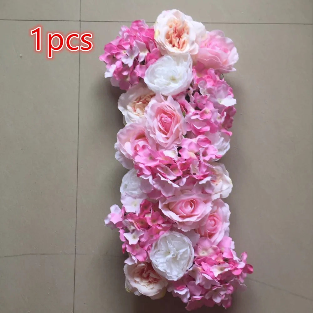 

New artificial silk roses road guide flower line arch decorated for wedding table and background
