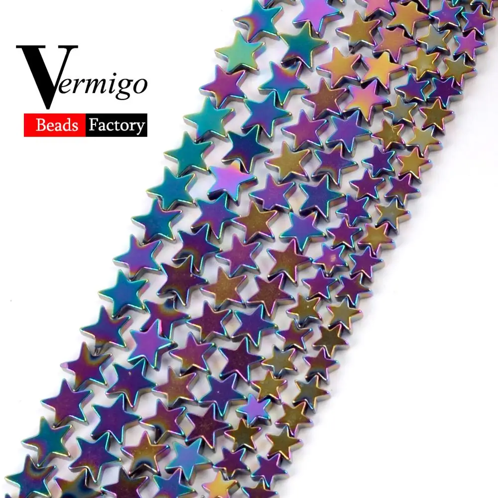 

Free Shipping Natural Stone Multicolor Flat Pentagram Hematite Beads Spacer Beads For Jewelry Making Diy Bracelet Necklace 15"