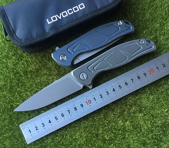 

LOVOCOO NEW TOP F95 Flipper folding knife D2 steel TC4 Titanium S pattern handle camping hunting pocket kitchen knives EDC tools