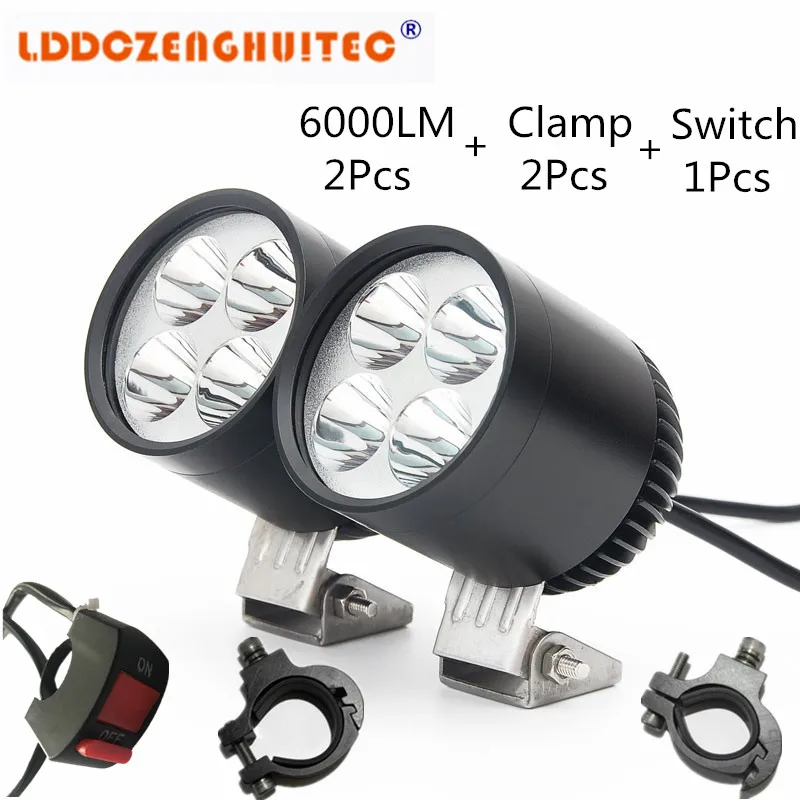 

LDDCZENGHUITEC 2PCS Moto LED Work Spot Light 30W 6000LM 4U2 Motorcycle Auxiliary Front Light LED Motorcycle Driving Light