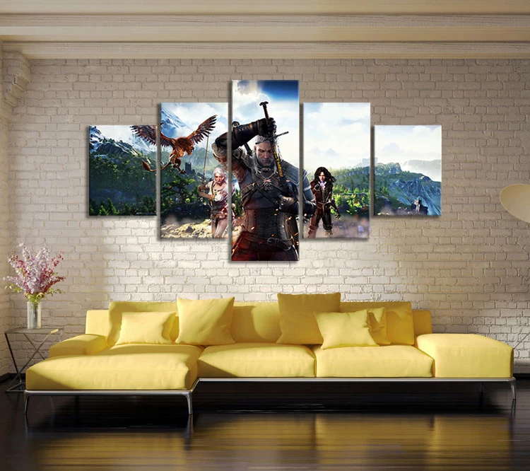 

The Witcher 3- Wild Hunt Geralt of Rivia Painting Sofa Background HD Picture Canvas Painting for Home Decor