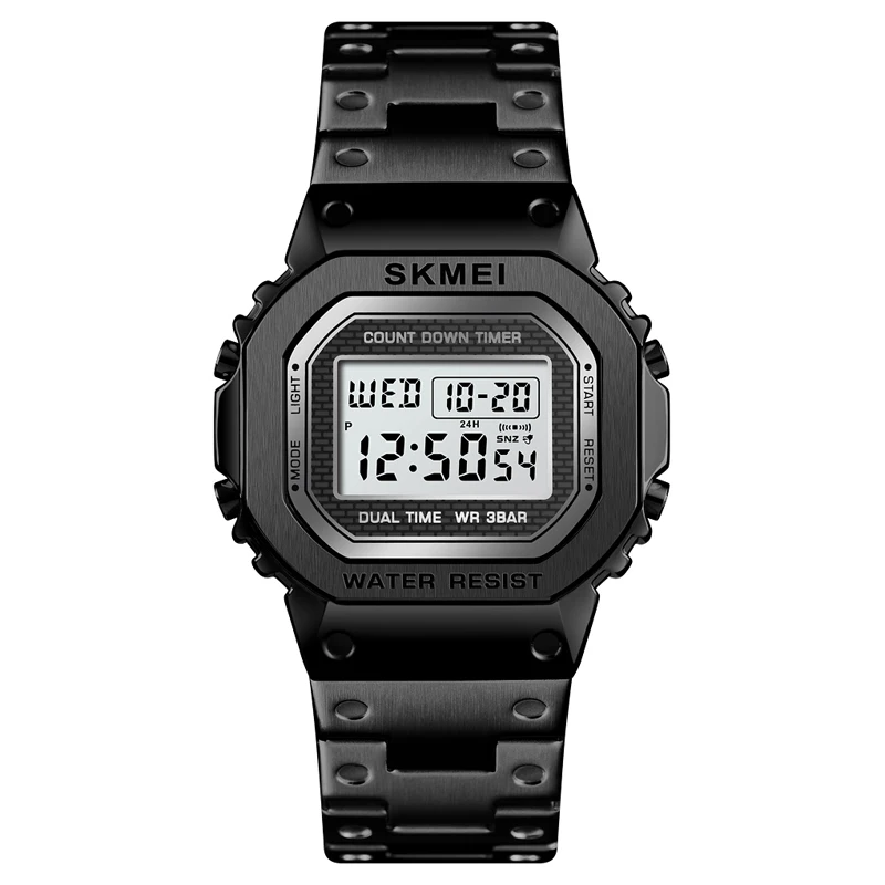Водонепроницаемые цифровые часы с хронографом обратного отсчета для мужчин, модные уличные спортивные наручные часы от ведущего бренда SKMEI, мужские часы с будильником - Цвет: Black