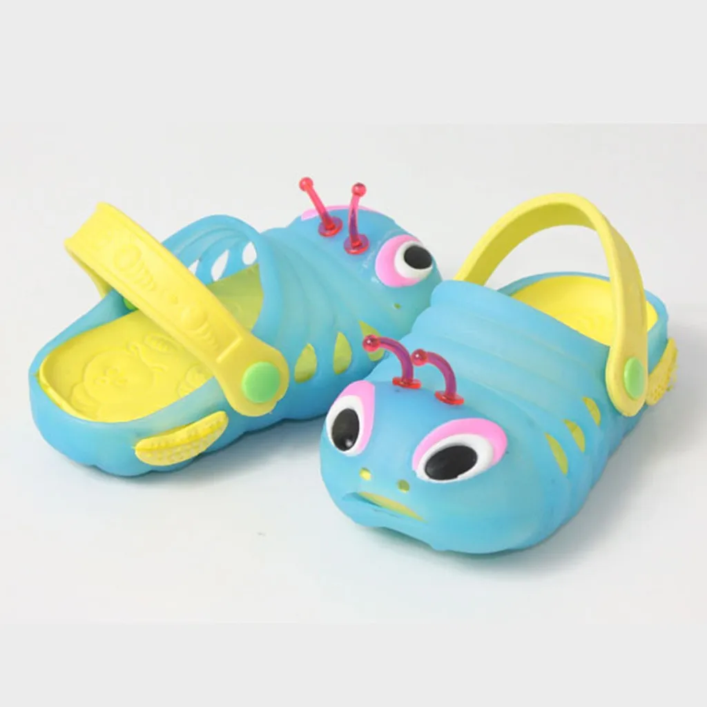 Детские сандалии; летние милые пляжные сандалии с рисунком гусеницы для маленьких мальчиков и девочек; Вьетнамки; детская обувь; M50