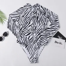 Зебра Полосатый Цельный купальник женский пуш-ап бикини женский длинный рукав для серфинга купальный костюм купальный костюм Дамский Монокини