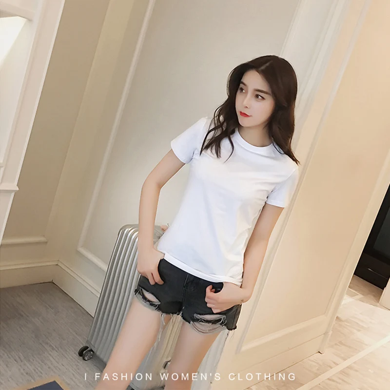 Vana Javeasen Простые Топы Футболка для женщин Корея Повседневная футболка черные белые футболки для женщин одежда футболка Свободные топы лето