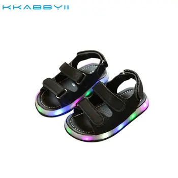 

KKABBYII NEW Summer Led Light Shoes Children Sandals Boys Girls Hook & Loop Lighted Sandals Kids Baby Luminous Shoes