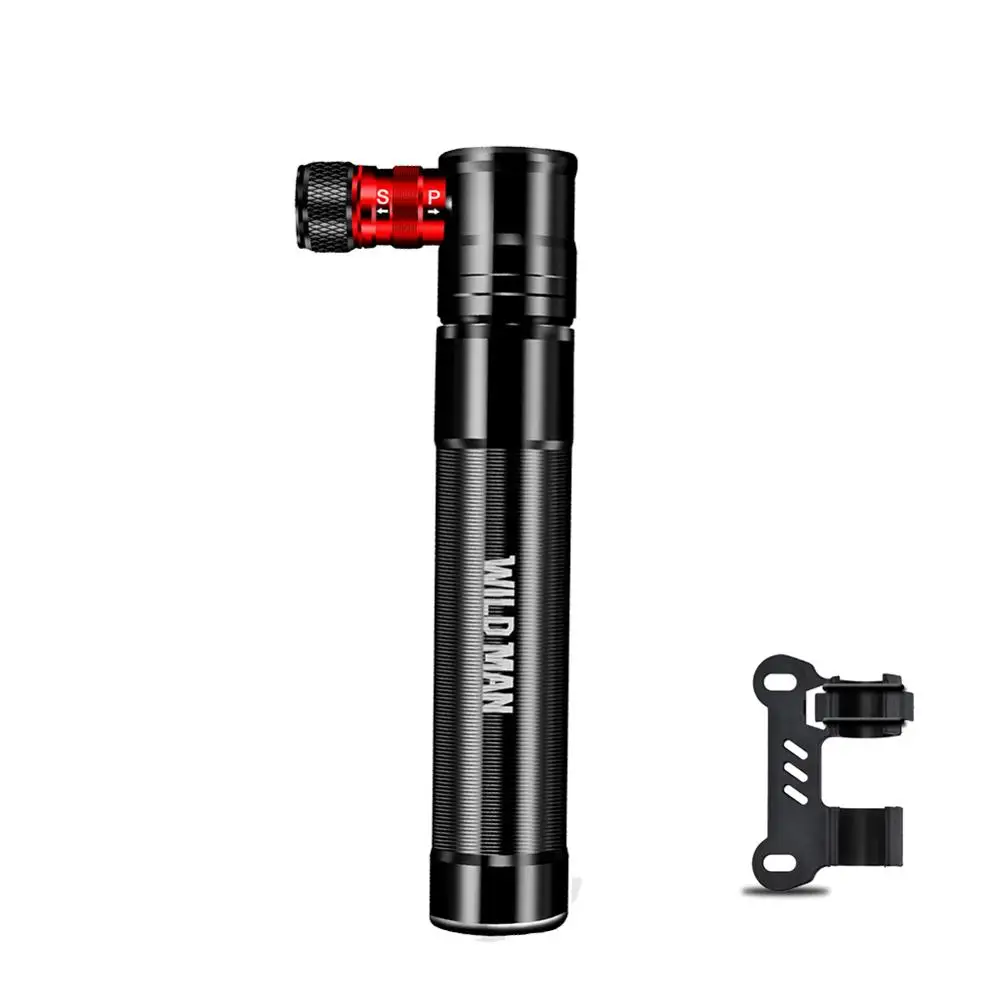 WILD MAN Aluminum Alloy Mini Bicycle Pump for M365 Electric Scooter Portable Air Pump Mountain Bike Schrader Presta Valve 100PSI - Цвет: Черный