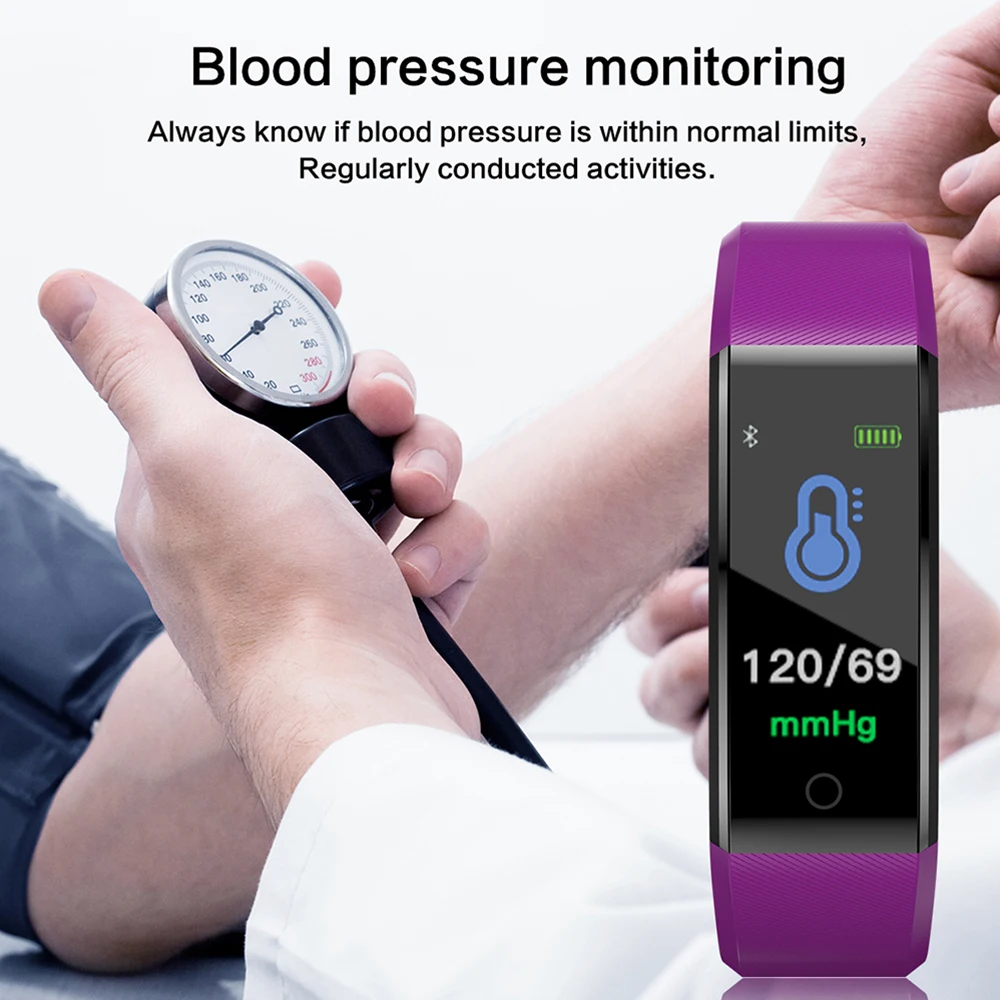  ID115 PLUS Color Screen Smart Bracelet Sports Pedometer Watch Fitness Running Walking Tracker Heart - 32983129305