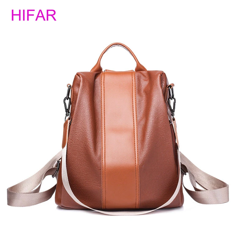 

HIFAR 2018 Retro Women Leather Backpack College Preppy School Bag for Student Laptop Girls Ladies Daily Back Pack Shop Trip