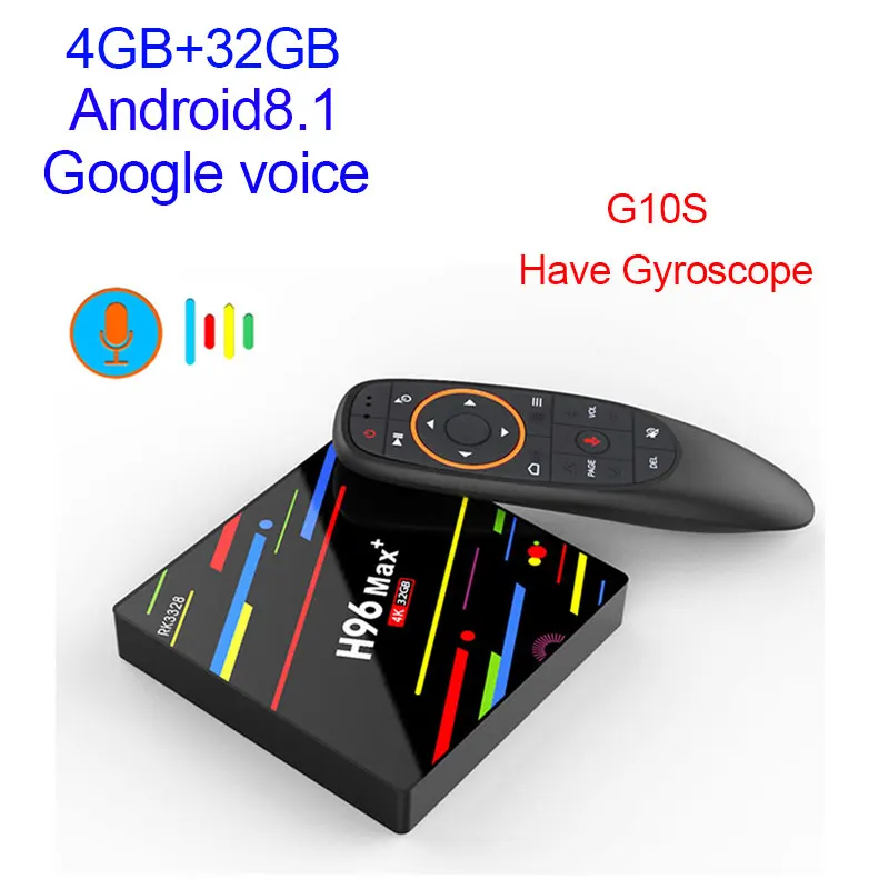 caja de tv inteligente Android 8,1 4 Гб 32 Гб Rockchip RK3328 1080 p H.265 4 K de Netflix, Youtube WiFi android tv Set Top - Цвет: 32GB with G10S