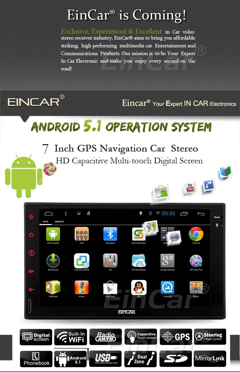Top 7 inch Android5.1 Lollipop Car Radio Quad Core Double Din Head Unit with Parrot Autoradio Bluetooth Stereo system GPS Navigation 1 Top 7 inch Android5.1 Lollipop Car Radio Quad Core Double Din Head Unit with Parrot Autoradio Bluetooth Stereo system GPS Navigation 1
