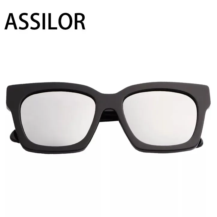 GREY Assilor HD поляризованные Красочные линзы дизайн UV400 ультрафиолетового модная оправа прямоугольной формы Для женщин и мужские солнцезащитные очки - Цвет оправы: GREY