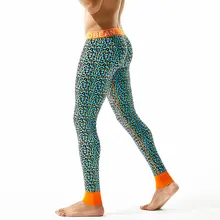 Горячая зимняя мужская мода сексуальные кальсоны хлопковое термобелье Леопардовый принт теплые тонкие длинные леггинсы брюки высокого качества