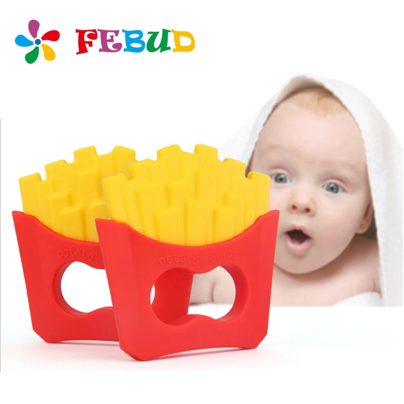 Fries Chips shaped Baby Teether Safe Food Grade Silicone Grind Teething Toy Newborn Ease Teeth