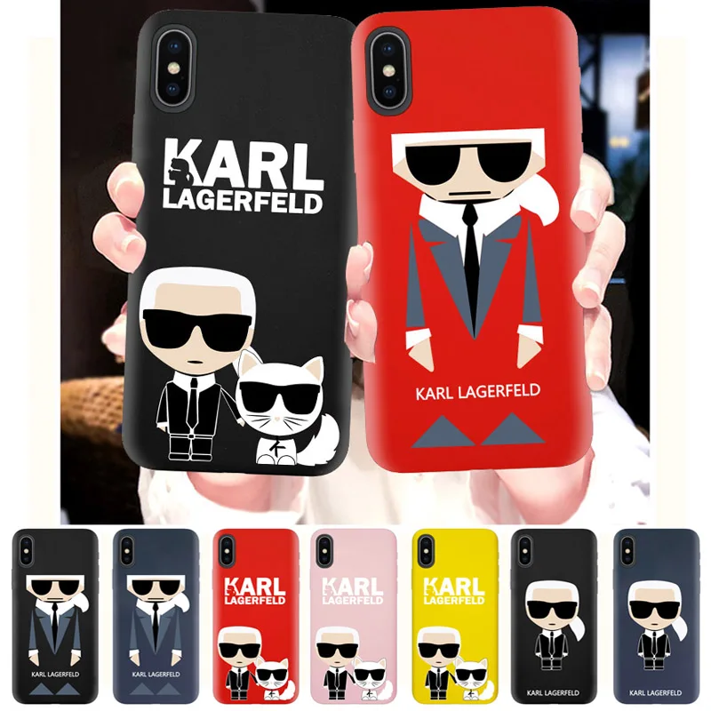 

Luxury Case For iPhone XR X Xs Max 8 7 6 Plus 6S 5S SE Black Silicone Phone Cover Soft Smart Cases Cool Karl Lagerfeld Fundas