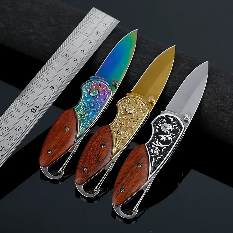 Дешевый Мини 5Cr13Folding Ножи 58HRC Титан ручные ножи охотничий нож выживания карманные инструменты для повседневного ношения выживания