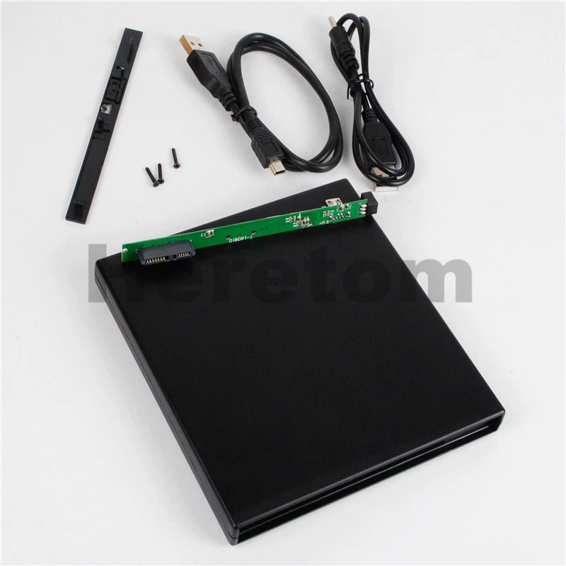 Heretom USB 2.0 SATA to SATA 9.5mm External Optical Drive Enclosure CD DVD-ROM Case For Laptop Optical Drive sata hdd box