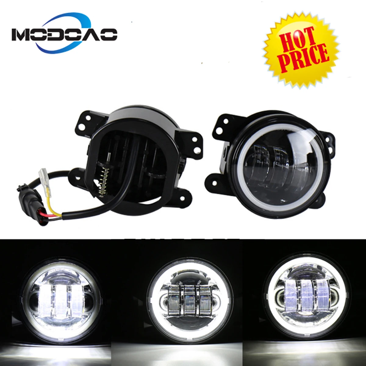 

2Pcs 30W 4inch Round Led Headlight High Low Beam Light Halo Angle Eyes DRL Headlamp For Jeep Wrangler Off Road 4x4 Motorcycle