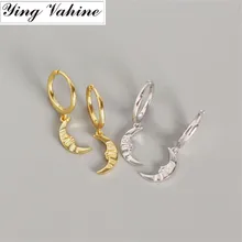 Ying vahine Baroco Стиль 925 пробы Серебряный яркий луна кулон маленькие серьги гвоздики для женщин