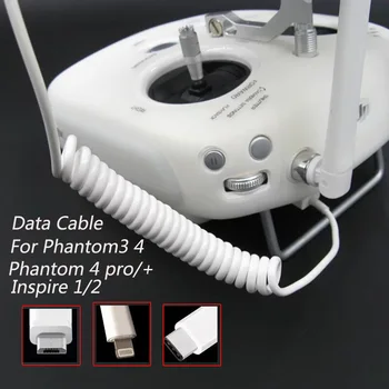 

Android IOS Type C Portable Data Spring Cable Line for DJI Phantom 3/4 PRO + Inspire 12 Suitable for IPhone IPad Android Phones