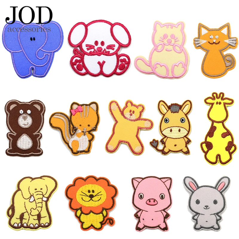 

JOD 13PCS/Set Mixed Animal Zoo Iron on Embroidery Cat Patch Dog Applique Bear Stickers Embroidered Patches for Clothing Children