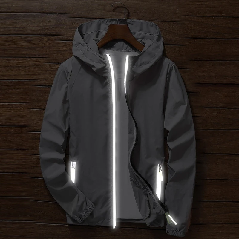 Oversize Men Windproof Cycling Jackets Male Male's Zip Thin Coat 2018 Autumn Sport Outdoor Hooded Waterproof Jackets Sportwear