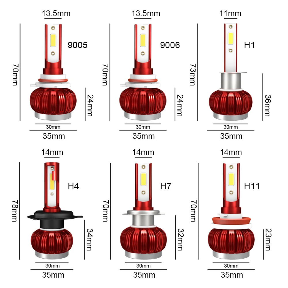 2 шт. KINGSOFE 2x K1 Светодиодные Автомобильные фары COB луч лампы LED H1/H4/H7/H11/9005 9006 лм 90 Вт сильная фара