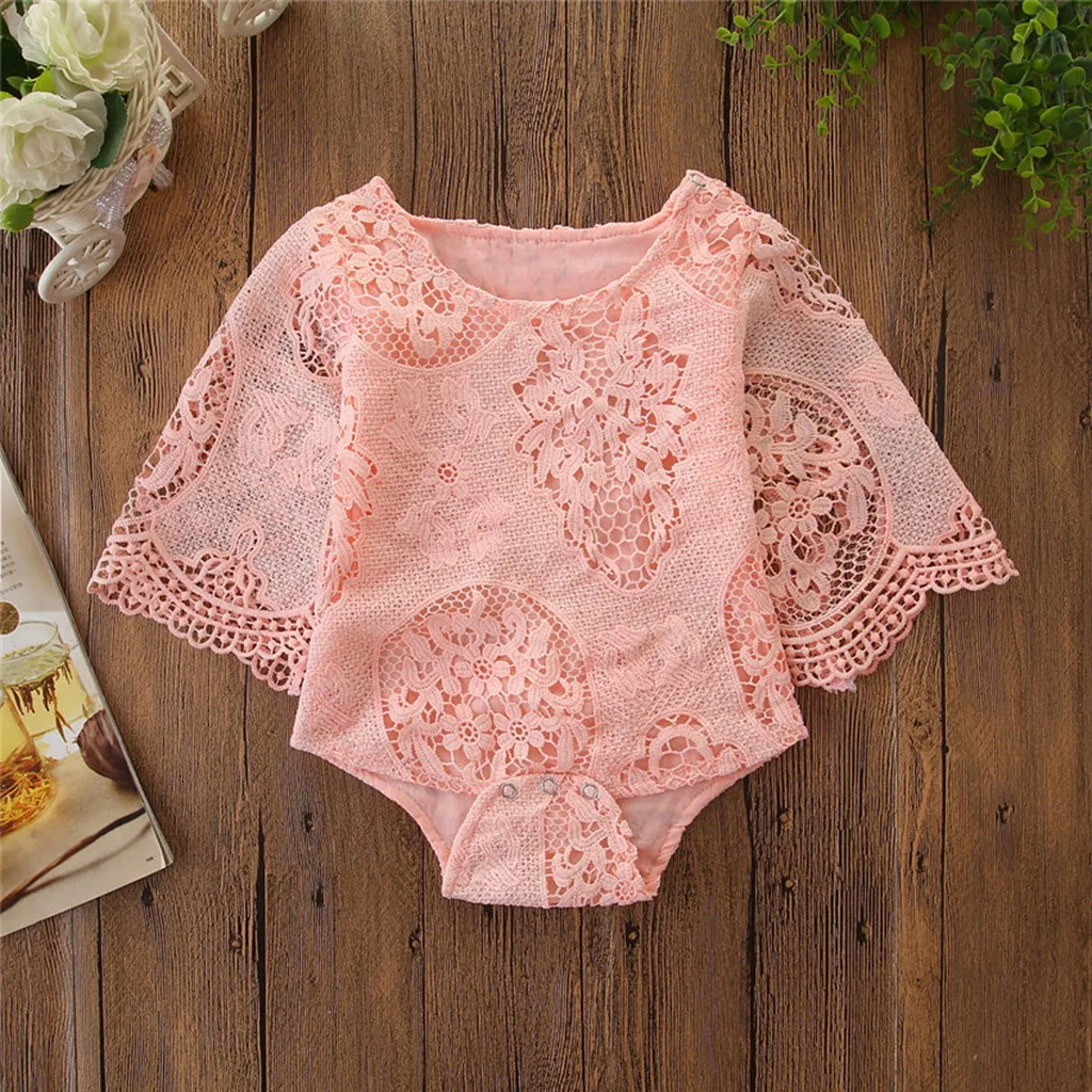 

Newborn Kids Baby Girls Bodysuit Outfit Clothes Flower Lace Half Sleeve Jumpsuit Comfortable Bodysuit Girls Clothes 2019 ropa