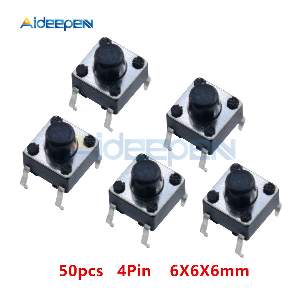 100Pcs 6x6x6mm Right Angle 2 Pin Momentary Tactile Tact Push Button Switch