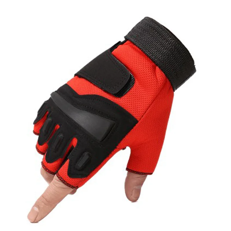 Половина Finger SWAT перчатки CS военные тактические перчатки тренажерный зал Фитнес съемки Paintbal боевые перчатки для спорта на открытом воздухе Применение езда на велосипеде - Цвет: Red