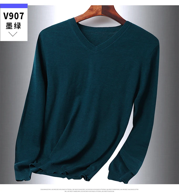 2019 Новое поступление модные шерстяной мужской свитер Повседневные Классические v-образный вырез эластичная сила зимние мужские пуловеры