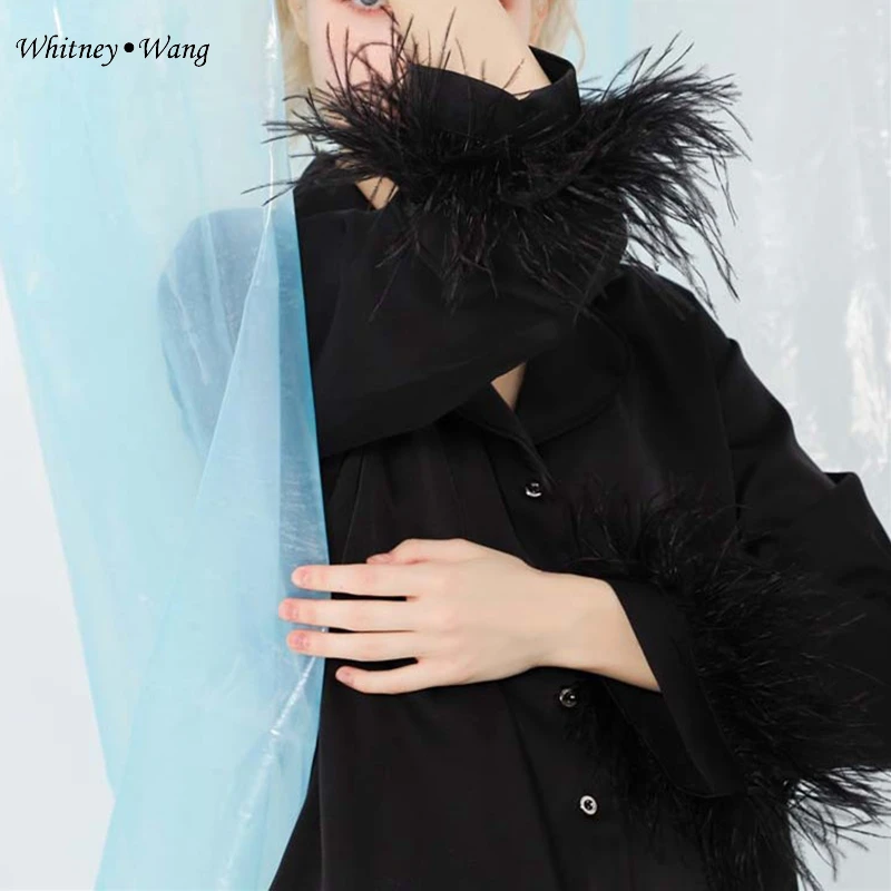 Женская блузка с перьями WHITNEY WANG модная уличная одежда для осени и зимы блузки
