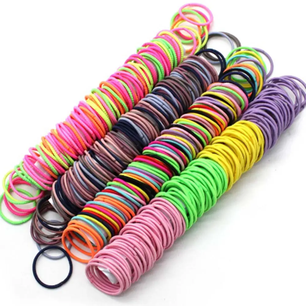 

100PCS/Lot Girls Colourful Elastic Hair Bands Rubber Band Scrunchies Headband Ponytail Holder Gum For Hair Kids Hair Accessories