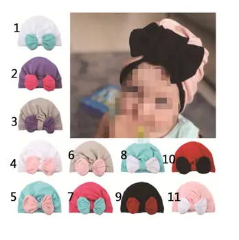 

Fashion baby hat Solid Turban a headscarf for a girl Elastic caps for Girls baby cap Bow tie baby Infant Accessories wholesale