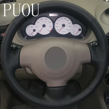 

Puou Black Leather Hand-stitched Car Steering Wheel Cover for Citroen C2 2006-2013 Free shipping