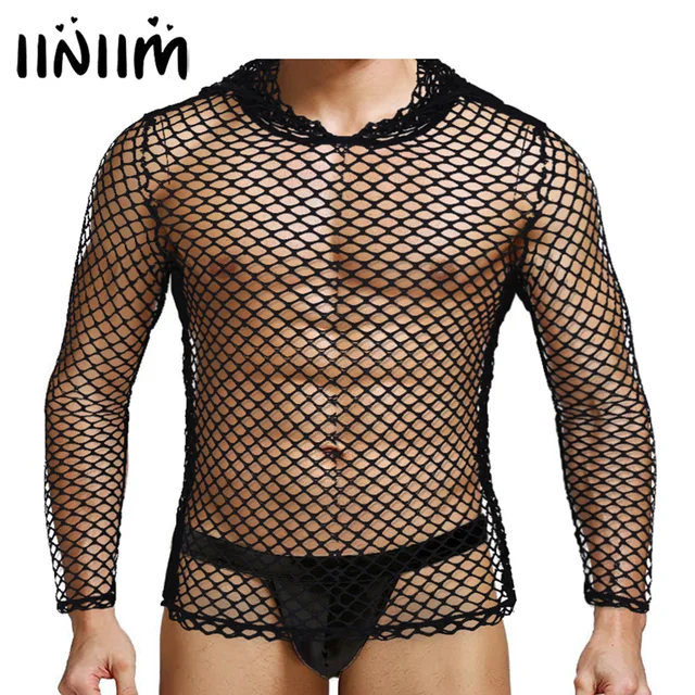 Mens Summer Long Sleeve Hoodie Mesh Casual Club Wear Muscle T