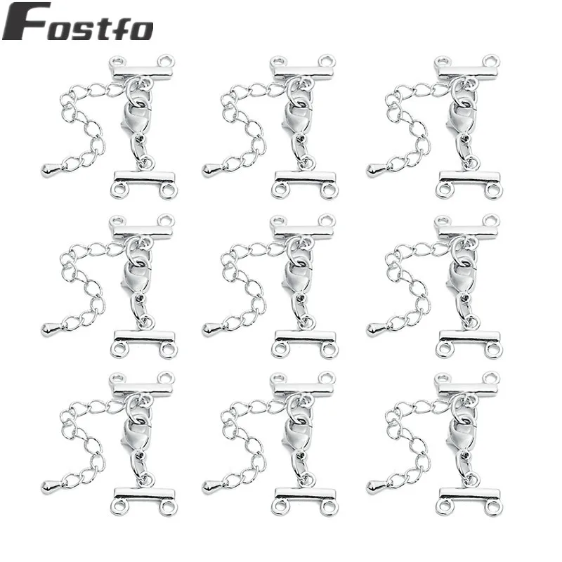 Fostfo 2 компл./лот 1/2/3/4/5/6/8/9/10 рядов конец застежки карабины для Браслеты Цепочки и ожерелья разъемов "сделай сам" для изготовления ювелирных изделий - Цвет: 2 ROWS